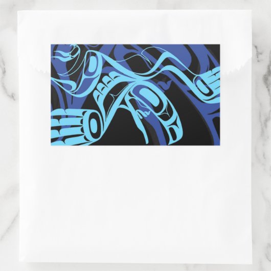 Zwart Blauw Haida Eagle Thunder Vogel Native Art Rechthoekige Sticker (Tas)