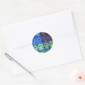 Zwart & Blauw Hamsa Ronde Sticker (Envelop)