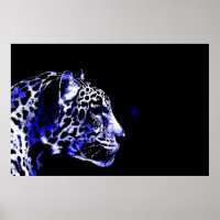 Zwart & Blauw Jaguar Pop Art