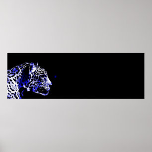 Zwart & Blauw Jaguar Pop Kunst Poster