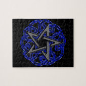 Zwart-blauw Keltisch pentagram Legpuzzel (Horizontaal)