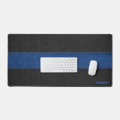 Zwart-blauw  leertextuur monogram bureaumat (Keyboard & Muis)