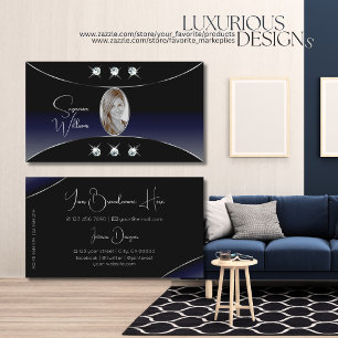 Zwart blauw met Silver Decor Diamonds en Foto Visitekaartje