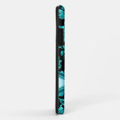 Zwart & Blauw Metallic Bloemen Damasks-Gepersonali Case-Mate iPhone Case (Achterkant/rechts)