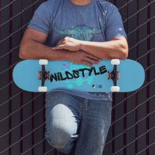 Zwart Blauw Modern Wildstyle Skateboard