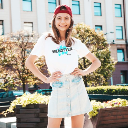 Zwart Blauw Modern Wildstyle T-shirt