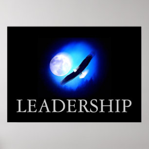 Zwart & Blauw Motivatie leiderschap Eagle Poster