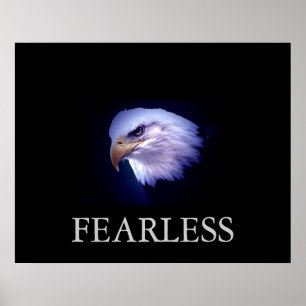 Zwart & Blauw Motiverend Fearless Eagle Poster