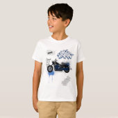 Zwart & blauw motorfiets graffiti grijs t-shirt (Voorkant volledig)