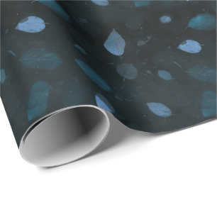 Zwart Blauw Organisch Moerbei Patroon Elegant Cadeaupapier