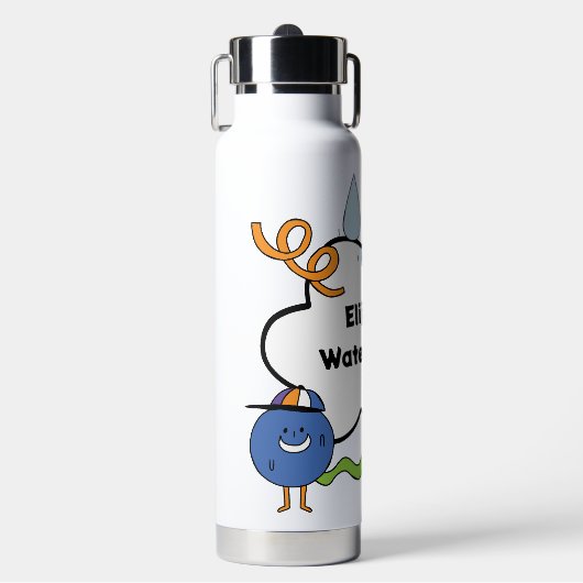 Zwart Blauw Persoonlijk Waterfles (Voorkant)