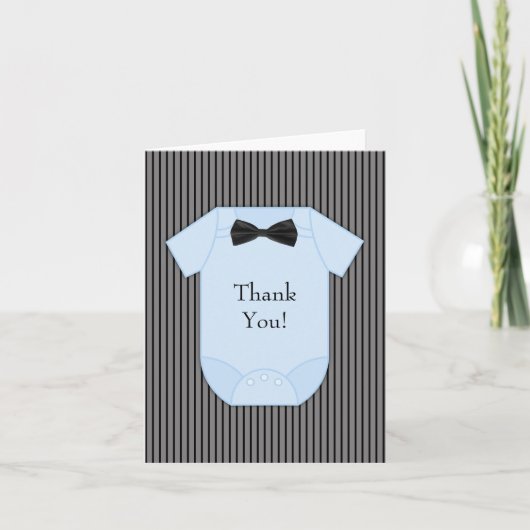 Zwart Blauw Pinstripe Baby Boy Bedankt Kaarten (Voorkant)