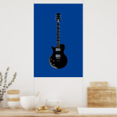 Zwart Blauw Pop Art Electric Guitar Poster (Keuken)