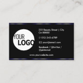 Zwart Blauw Product Labels met Logo Foto's Glam (Achterkant)