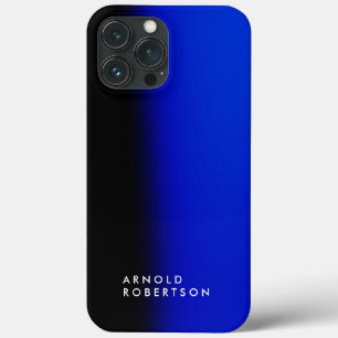Zwart blauw rendy modern minimalistisch Jouw naam iPhone 13 Pro Max Hoesje