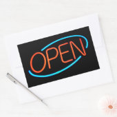 Zwart, Blauw, & Rode Neon OPEN Teken Bar Sticker (Envelop)