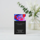 Zwart Blauw Rood Abstract Consultant Visitekaartje (Staand voorkant)