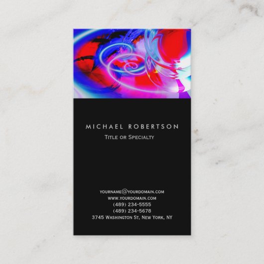 Zwart Blauw Rood Abstract Consultant Visitekaartje (Voorkant)