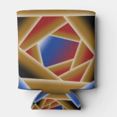 Zwart Blauw Rood Goud Ombre Afgrond Abstracte Kuns Blikjeskoeler (Achterkant)