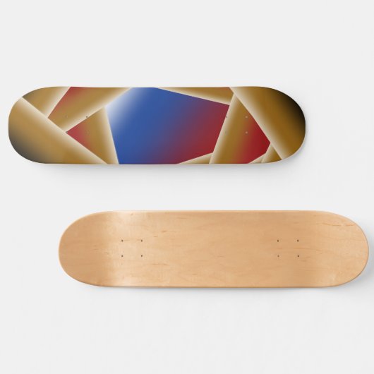 Zwart Blauw Rood Goud Ombre Afgrond Abstracte Kuns Skateboard (Horizontaal)