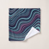 Zwart Blauw Roze Golvende Marmering Agaat Abstract Bad Handdoek (Wasdoekje)