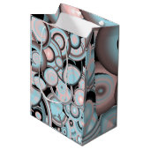 Zwart blauw roze mokkergradiënt Concentric Cirkel Medium Cadeauzakje (Voorkant Gekanteld)