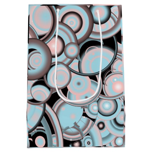 Zwart blauw roze mokkergradiënt Concentric Cirkel Medium Cadeauzakje (Achterkant)