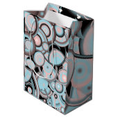 Zwart blauw roze mokkergradiënt Concentric Cirkel Medium Cadeauzakje (Achterkant Gekanteld)