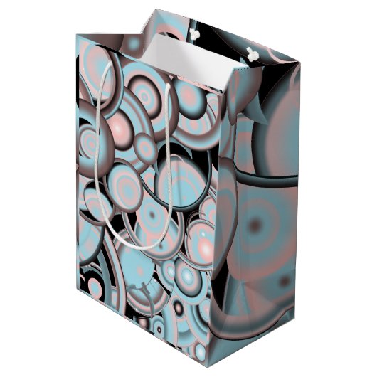 Zwart blauw roze mokkergradiënt Concentric Cirkel Medium Cadeauzakje (Achterkant Gekanteld)