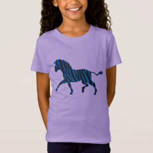 Zwart-blauw Silhouette-Zebra T-shirt