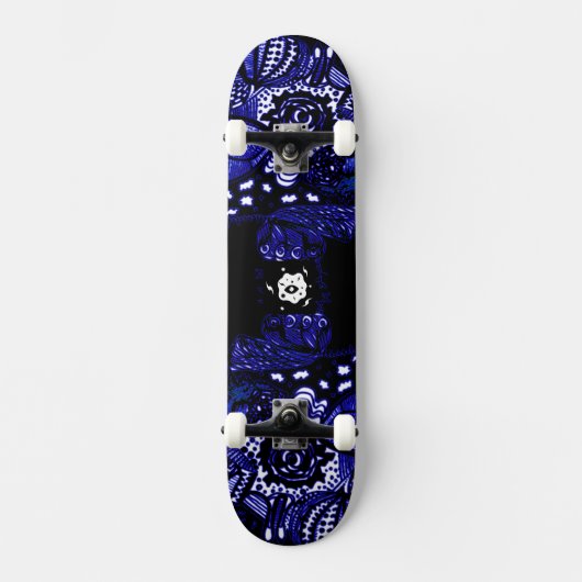Zwart Blauw Skateboard (Voorkant)