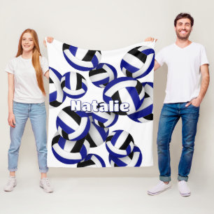 Zwart Blauw Team Kleuren Volleyballen Meisjes Spor Fleece Deken