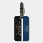 Zwart Blauw Vette tekst Trendy Stijlvol Bagagelabel (Voorkant verticaal)