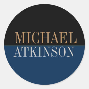 Zwart Blauw Vette tekst Trendy Stijlvol Ronde Sticker