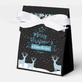 Zwart Blauw Vrolijk Kerstmis Favor Box Bedankdoosjes