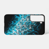 Zwart, blauw, wit bliksem waterreflectie samsung galaxy hoesje (Achterkant horizontaal)