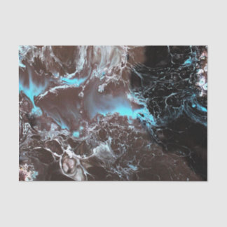 Zwart blauw wit gemarmerd verfpatroon tissuepapier