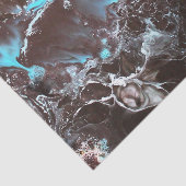 Zwart blauw wit gemarmerd verfpatroon tissuepapier (Detail)