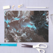 Zwart blauw wit gemarmerd verfpatroon tissuepapier (Craft)