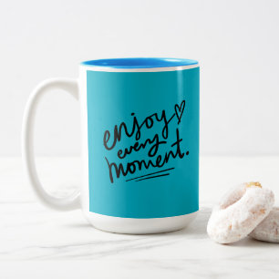 Zwart Blauwe Eenvoudige Motiverende Citatemok Tweekleurige Koffiemok