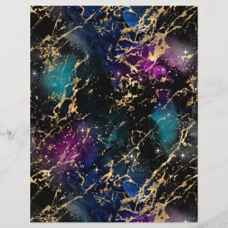 Zwart Blauwgroen marmer Galaxy Scrapbook Papierbla