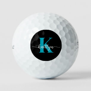 Zwart Blauwgroen monogram Golfballen