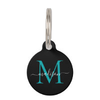 Zwart Blauwgroen Monogram Vrouwelijk Script Naam