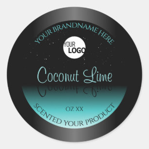 Zwart Blauwgroen Ombre Product Labels Zachte Glitt