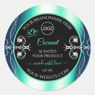 Zwart Blauwgroen product Labels diamanten hart en