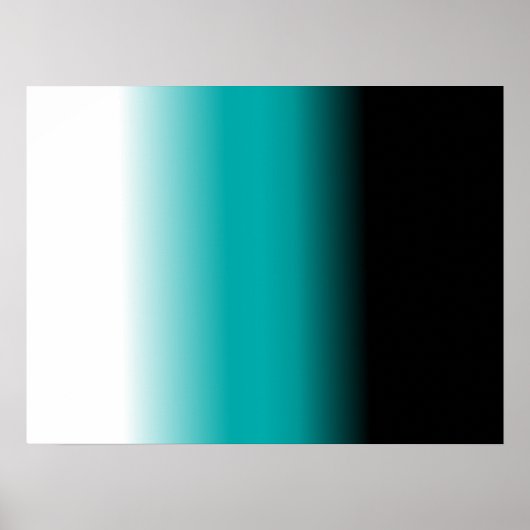 Zwart Blauwgroen witte ombre Poster (Voorkant)