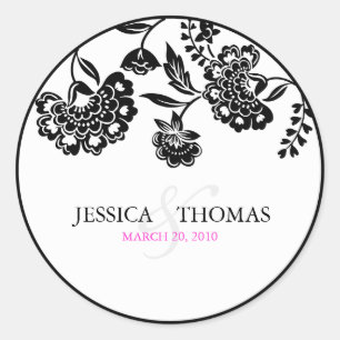 Zwart Bloemen Damast Monogram sticker