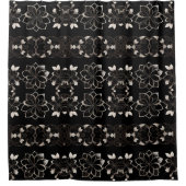 Zwart Bloemen Douchegordijn (Voorkant)