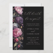 Zwart Bloemen Gotisch Alles in een QR Code Bruilof Kaart (Voorkant)