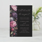 Zwart Bloemen Gotisch Alles in een QR Code Bruilof Kaart (Staand voorkant)